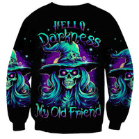 Witch Skull Sweatshirt Skull Witch Hello Darkness My Old Friend - Wonder Print Shop