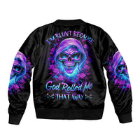Rose Skull Bomber Jacket I'm Blunt Because God Rolled Me That Way - Wonder Print Shop