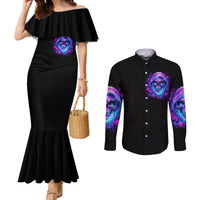 rose-skull-couples-matching-mermaid-dress-and-long-sleeve-button-shirts-im-blunt-because-god-rolled-me-that-way