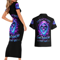 Rose Skull Couples Matching Short Sleeve Bodycon Dress and Hawaiian Shirt I'm Blunt Because God Rolled Me That Way - Wonder Print Shop