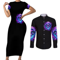Rose Skull Couples Matching Short Sleeve Bodycon Dress and Long Sleeve Button Shirts I'm Blunt Because God Rolled Me That Way - Wonder Print Shop