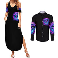 Rose Skull Couples Matching Summer Maxi Dress and Long Sleeve Button Shirts I'm Blunt Because God Rolled Me That Way - Wonder Print Shop