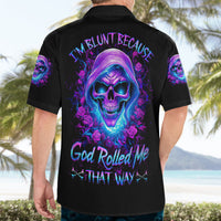 Rose Skull Hawaiian Shirt I'm Blunt Because God Rolled Me That Way - Wonder Print Shop