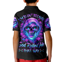 Rose Skull Kid Polo Shirt I'm Blunt Because God Rolled Me That Way - Wonder Print Shop