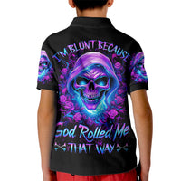 Rose Skull Kid Polo Shirt I'm Blunt Because God Rolled Me That Way - Wonder Print Shop