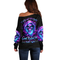 Rose Skull Off Shoulder Sweater I'm Blunt Because God Rolled Me That Way - Wonder Print Shop