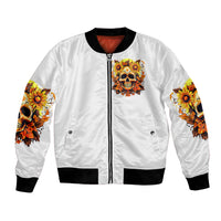 Sunflower Skull Bomber Jacket Sunflower I'm Blunt Because God Rolled Me That Way - Wonder Print Shop