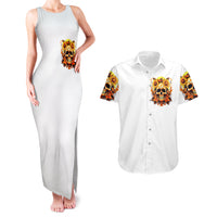 Sunflower Skull Couples Matching Tank Maxi Dress and Hawaiian Shirt Sunflower I'm Blunt Because God Rolled Me That Way - Wonder Print Shop