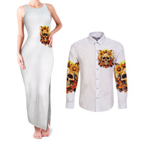 Sunflower Skull Couples Matching Tank Maxi Dress and Long Sleeve Button Shirts Sunflower I'm Blunt Because God Rolled Me That Way - Wonder Print Shop