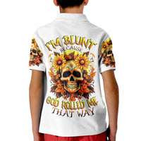 Sunflower Skull Kid Polo Shirt Sunflower I'm Blunt Because God Rolled Me That Way - Wonder Print Shop