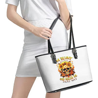 Sunflower Skull Leather Tote Bag Sunflower I'm Blunt Because God Rolled Me That Way - Wonder Print Shop