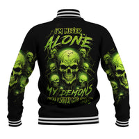 Thunder Skull Baseball Jacket Thunder Skull I Never Alone My Demon With Me 24/7 - Wonder Print Shop