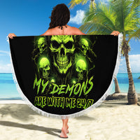Thunder Skull Beach Blanket Thunder Skull I Never Alone My Demon With Me 24/7 - Wonder Print Shop