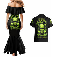Thunder Skull Couples Matching Mermaid Dress and Hawaiian Shirt Thunder Skull I Never Alone My Demon With Me 24/7 - Wonder Print Shop
