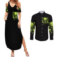 Thunder Skull Couples Matching Summer Maxi Dress and Long Sleeve Button Shirts Thunder Skull I Never Alone My Demon With Me 24/7 - Wonder Print Shop
