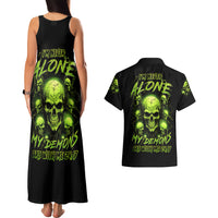 Thunder Skull Couples Matching Tank Maxi Dress and Hawaiian Shirt Thunder Skull I Never Alone My Demon With Me 24/7 - Wonder Print Shop
