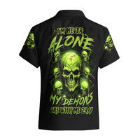 Thunder Skull Hawaiian Shirt Thunder Skull I Never Alone My Demon With Me 24/7 - Wonder Print Shop