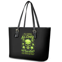 Thunder Skull Leather Tote Bag Thunder Skull I Never Alone My Demon With Me 24/7 - Wonder Print Shop