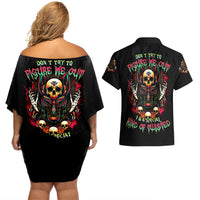 Anubis Skull Couples Matching Off Shoulder Short Dress and Hawaiian Shirt Skull Anubis Don't Try To Figured Me Out - Wonder Print Shop