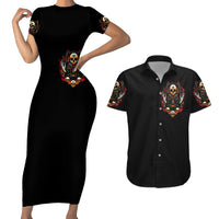 Anubis Skull Couples Matching Short Sleeve Bodycon Dress and Hawaiian Shirt Skull Anubis Don't Try To Figured Me Out - Wonder Print Shop