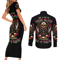 Anubis Skull Couples Matching Short Sleeve Bodycon Dress and Long Sleeve Button Shirts Skull Anubis Don't Try To Figured Me Out - Wonder Print Shop