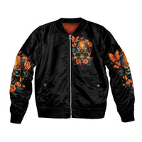 Flower Skull Bomber Jacket Litte Bit Of Heaven With A Wild Side - Wonder Print Shop