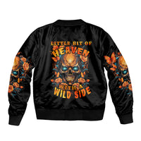 Flower Skull Bomber Jacket Litte Bit Of Heaven With A Wild Side - Wonder Print Shop