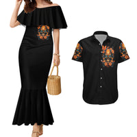 Flower Skull Couples Matching Mermaid Dress and Hawaiian Shirt Litte Bit Of Heaven With A Wild Side - Wonder Print Shop