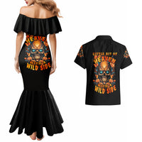 Flower Skull Couples Matching Mermaid Dress and Hawaiian Shirt Litte Bit Of Heaven With A Wild Side - Wonder Print Shop