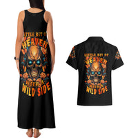 Flower Skull Couples Matching Tank Maxi Dress and Hawaiian Shirt Litte Bit Of Heaven With A Wild Side - Wonder Print Shop