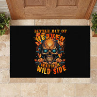 Flower Skull Rubber Doormat Litte Bit Of Heaven With A Wild Side - Wonder Print Shop