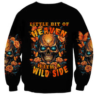 Flower Skull Sweatshirt Litte Bit Of Heaven With A Wild Side - Wonder Print Shop