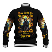Fairy Death Skull Baseball Jacket Mess With Me I'll Let Karma Do It's Job - Wonder Print Shop