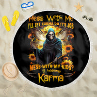 Fairy Death Skull Beach Blanket Mess With Me I'll Let Karma Do It's Job - Wonder Print Shop