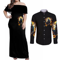 Fairy Death Skull Couples Matching Off Shoulder Maxi Dress and Long Sleeve Button Shirts Mess With Me I'll Let Karma Do It's Job - Wonder Print Shop
