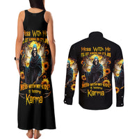 Fairy Death Skull Couples Matching Tank Maxi Dress and Long Sleeve Button Shirts Mess With Me I'll Let Karma Do It's Job - Wonder Print Shop