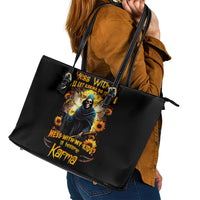 Fairy Death Skull Leather Tote Bag Mess With Me I'll Let Karma Do It's Job - Wonder Print Shop