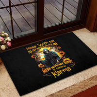 Fairy Death Skull Rubber Doormat Mess With Me I'll Let Karma Do It's Job - Wonder Print Shop