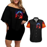 Death Skull Couples Matching Off Shoulder Short Dress and Hawaiian Shirt Of Course I'm Going To Hell - Wonder Print Shop