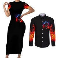Death Skull Couples Matching Short Sleeve Bodycon Dress and Long Sleeve Button Shirts Of Course I'm Going To Hell - Wonder Print Shop