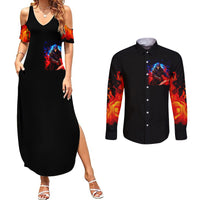 Death Skull Couples Matching Summer Maxi Dress and Long Sleeve Button Shirts Of Course I'm Going To Hell - Wonder Print Shop