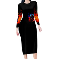Death Skull Long Sleeve Bodycon Dress Of Course I'm Going To Hell - Wonder Print Shop