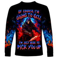 Death Skull Long Sleeve Shirt Of Course I'm Going To Hell - Wonder Print Shop