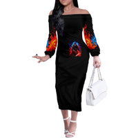 Death Skull Off The Shoulder Long Sleeve Dress Of Course I'm Going To Hell - Wonder Print Shop