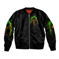 Fire Death Skull Bomber Jacket The Only Thing That Can Stop Is Me - Wonder Print Shop