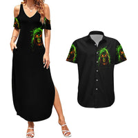 Fire Death Skull Couples Matching Summer Maxi Dress and Hawaiian Shirt The Only Thing That Can Stop Is Me - Wonder Print Shop