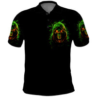 Fire Death Skull Polo Shirt The Only Thing That Can Stop Is Me - Wonder Print Shop