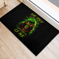 Fire Death Skull Rubber Doormat The Only Thing That Can Stop Is Me - Wonder Print Shop