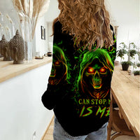 Fire Death Skull Women Casual Shirt The Only Thing That Can Stop Is Me - Wonder Print Shop