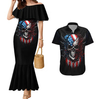 Vintage Skull Couples Matching Mermaid Dress and Hawaiian Shirt American Skull Vintage - Wonder Print Shop